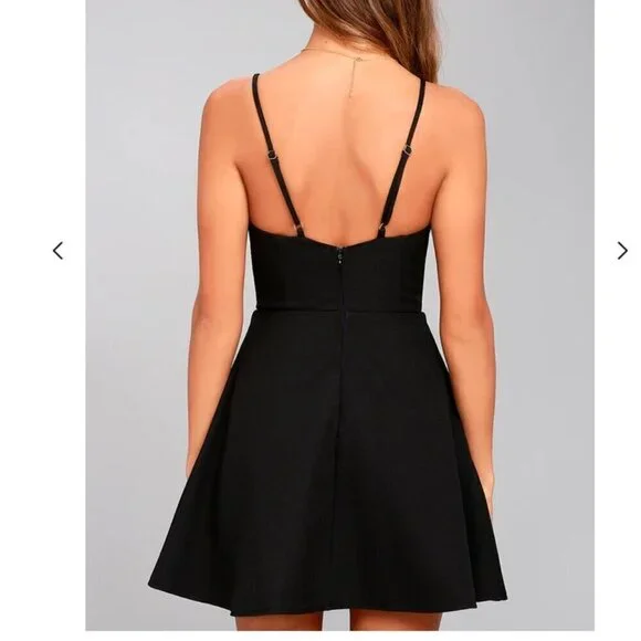 Lulus Better Bow-lieve It Black Skater Dress Size L - Picture 2 of 15